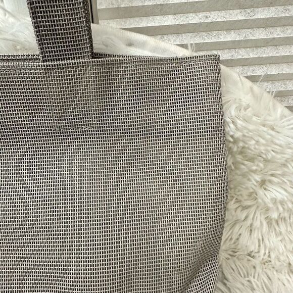 WALKER Gray Synthetic Mesh‎ Tote Project Needlepoint Handbag 14” x9” NEW - Picture 2 of 7